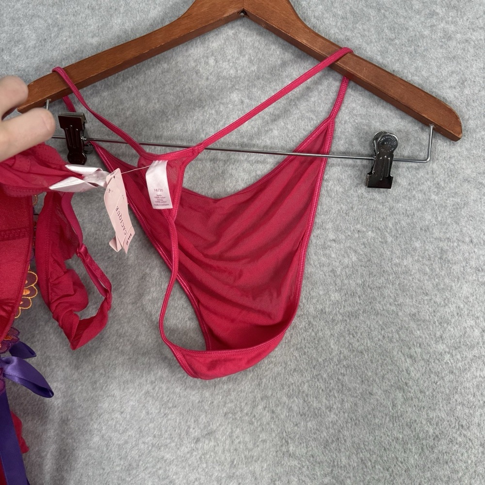 Cacique‎ NWT 2-Pc Babydoll Chemise Thong Set Plus Size 18/20 Floral Embroidery - Picture 14 of 16